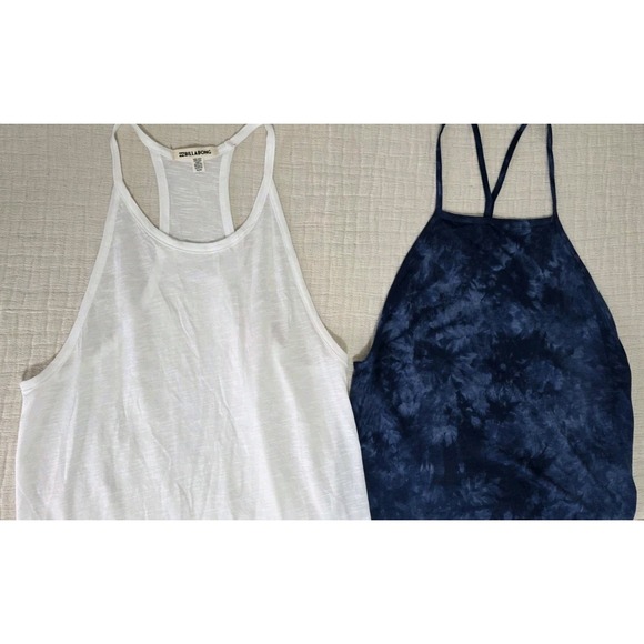 Billabong Tops - Billabong 2pc Blue White Tie Dye Dress Tank Top Racerback Flowy Sz S Beach Surf